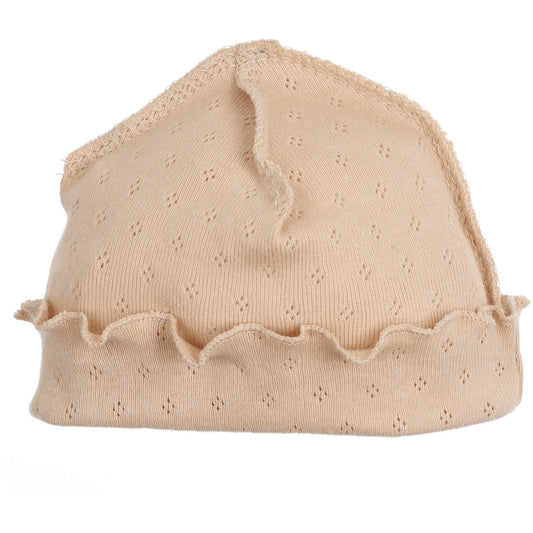 cappellino-per-neonati-colore-beige-tessuto-traforato-con-risvolto